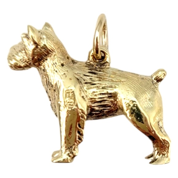 14K Yellow Gold Schnauzer Dog Charm #20323 - Picture 1 of 9